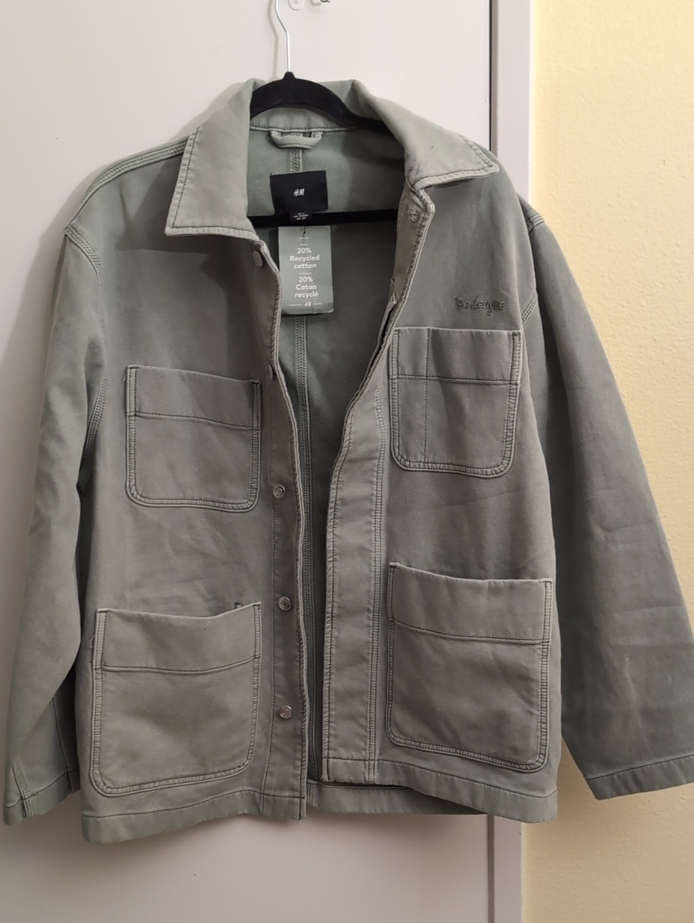 H&M Men's Light Sage Green Military Field Jacket